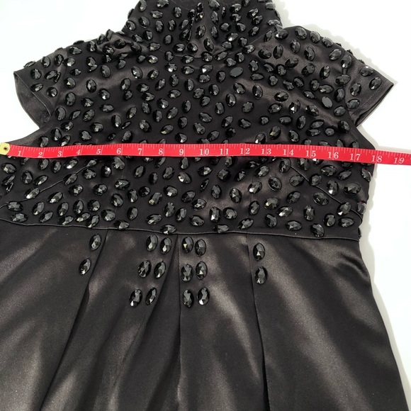 Black Beaded Satin Evening Dress - Picture 10 of 12